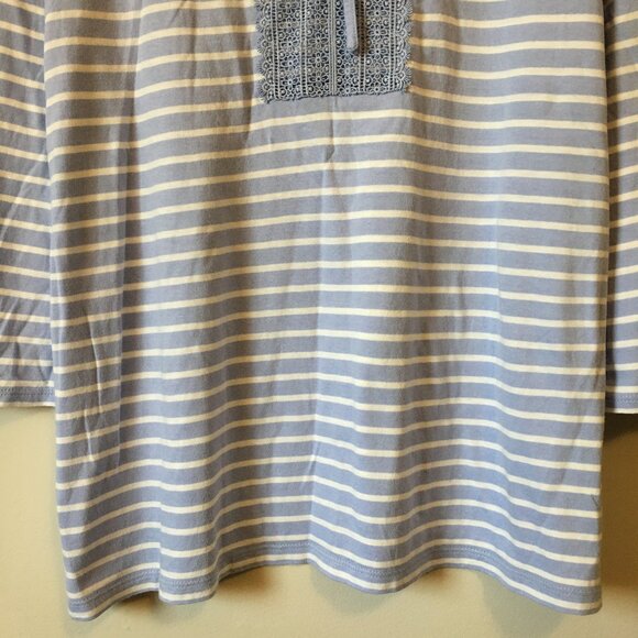 Talbots Cotton Modal Stripes & Lace Tie Up Top - Picture 4 of 14